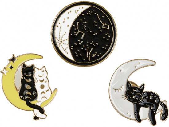Набор металлических значков «Moon cats»