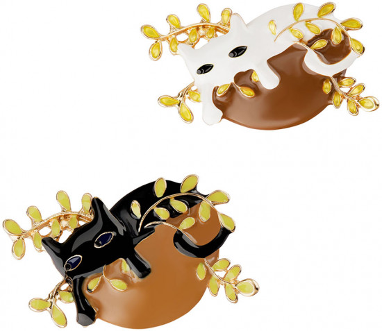 Набор брошей «Cat in flowers»