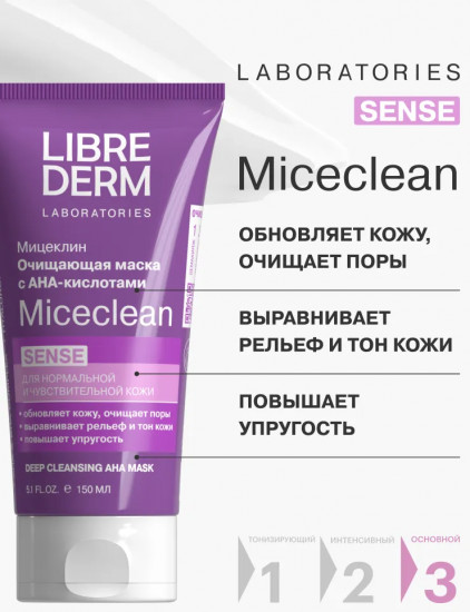 Маска для лица очищающая с АНА-кислотами «Sense»