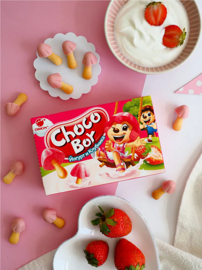 Печенье-грибочки «Choco Boy Yogurt & Strawberry. Йогурт и клубника»