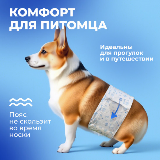 Набор подгузников для собак мужского пола