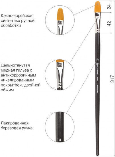 Кисть художественная профессиональная №14