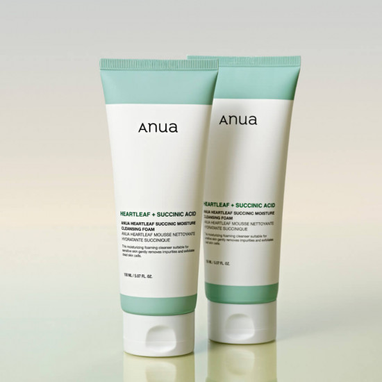 Гель-пенка для умывания с янтарной кислотой «Heartleaf Succinic Moisture Cleansing Foam»