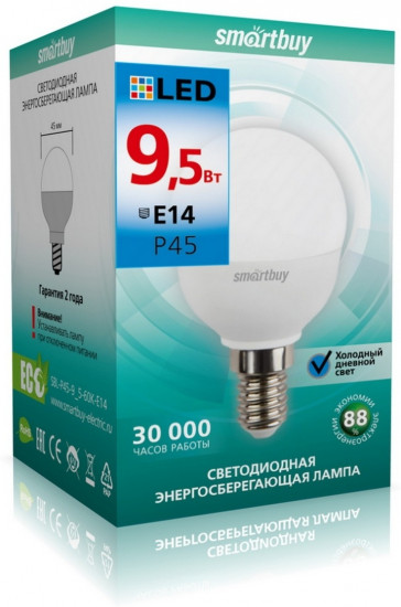 Светодиодная лампа SBL-P45-9_5-60K-E14