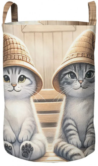 Корзина для белья «Коты в бане»