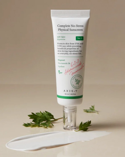 Лёгкий минеральный солнцезащитный крем для лица SPF50+ PA++++ «Complete No-Stress Physical Sunscreen V. 3»
