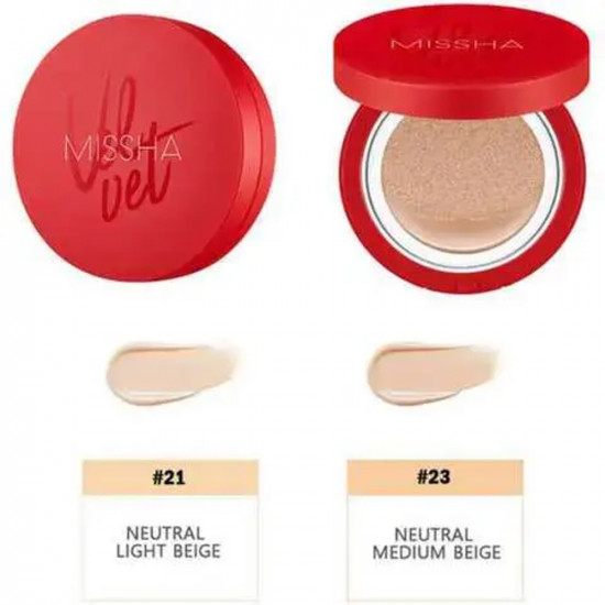 Кушон для лица «Velvet Finish Cushion SPF50+ PA+++», оттенок 21 Neutral Light Beige