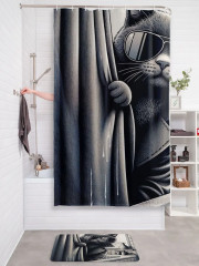 Штора для ванной комнаты «Кот шпион в ванной» - Фото 5