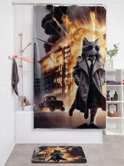 Штора для ванной комнаты «Кот-спецагент» - Фото 2