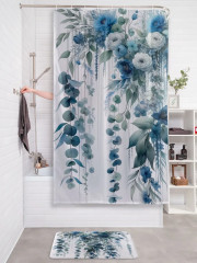 Штора для ванной комнаты «Цветы с листочками» - Фото 2