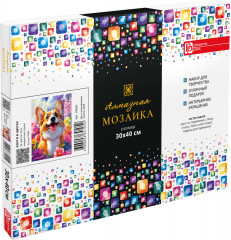 Мозаика алмазная с подрамником «Корги в цветах» - Фото 1