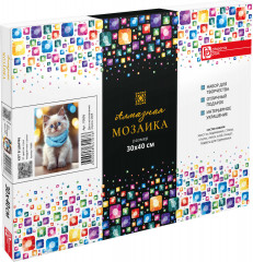 Мозаика алмазная с подрамником «Кот в шарфе» - Фото 1