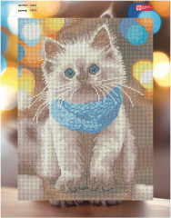 Мозаика алмазная с подрамником «Кот в шарфе» - Фото 3