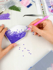 Мозаика алмазная с подрамником «Девушка с котом. Осень» - Фото 15