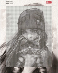 Мозаика алмазная с подрамником «Девушка с котом. Осень» - Фото 3