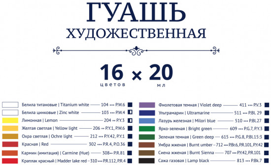 Набор гуаши художественной «Gallery»