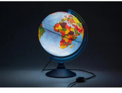 Глобус физико-политический с подсветкой рельефный - Фото 1