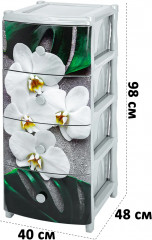 Комод четырехсекционный с ножками на колесиках «Орхидея» - Фото 1