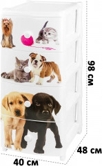 Комод четырехсекционный с ножками на колесиках «Питомцы» - Фото 1