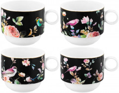 Набор кружек на металлической подставке «Певчие птички на черном» - Фото 4