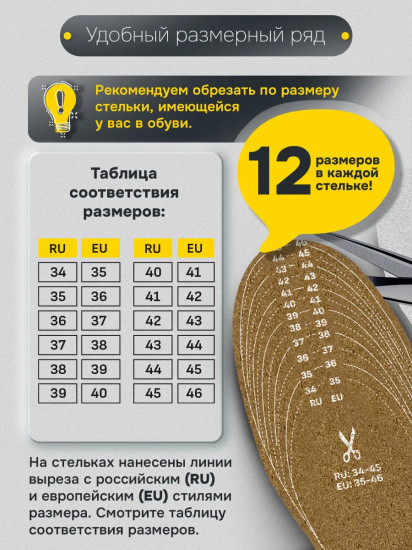 Стельки для обуви из натуральной пробки