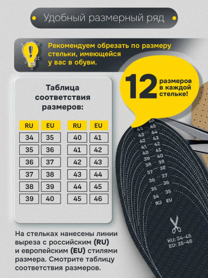 Стельки для обуви влаговпитывающие