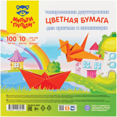 Бумага цветная двухсторонняя тонированная для оригами и аппликаций «Енот в России» - Фото 1