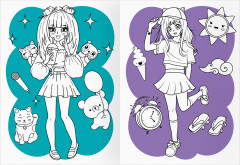 Аниме. Модный показ. Раскраска с цветным фоном - Фото 2