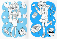 Аниме. Модный показ. Раскраска с цветным фоном - Фото 4