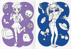 Аниме. Модный показ. Раскраска с цветным фоном - Фото 5