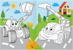 Веселые машинки. Раскраска с цветным фоном - Фото 5
