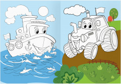 Веселые машинки. Раскраска с цветным фоном - Фото 7