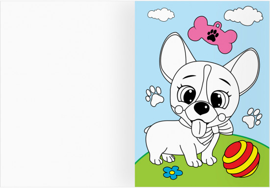 Животные в стиле kawaii. Раскраска с цветным фоном