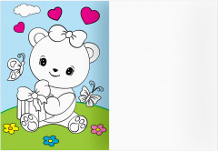 Животные в стиле kawaii. Раскраска с цветным фоном - Фото 9