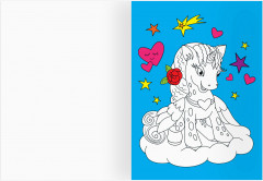 Страна единорожек. Раскраска с цветным фоном - Фото 1