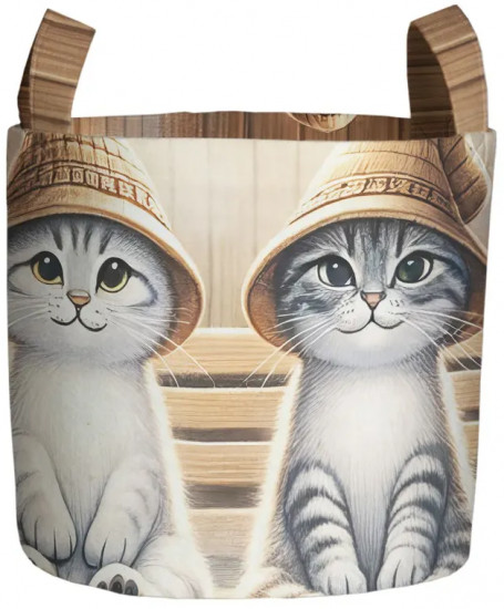 Корзина для белья «Коты в бане»
