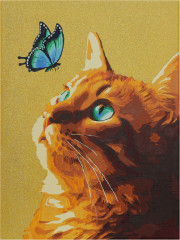 Картина по номерам «Кот и бабочка» - Фото 6