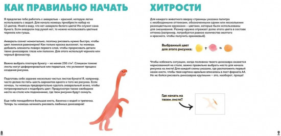 Акварельные динозаврики. Самая простая техника рисования акварелью