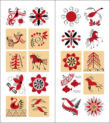 Мезенская роспись. Раскраска с наклейками - Фото 3