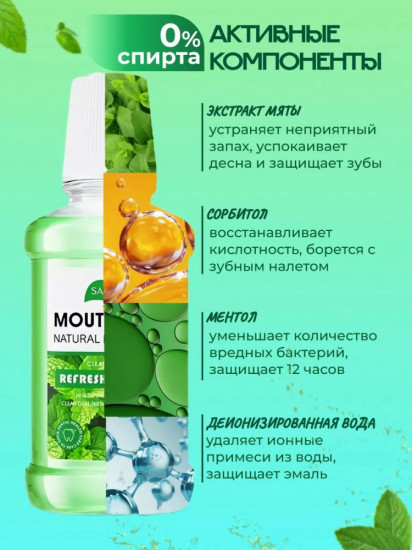 Ополаскиватель для рта со вкусом мяты