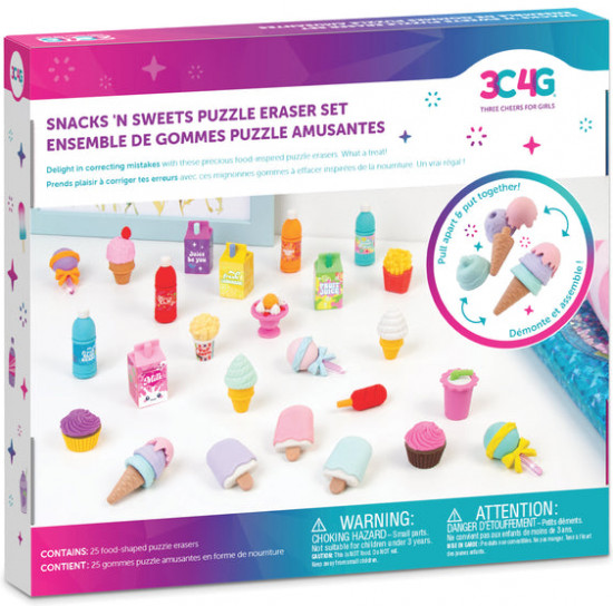 Набор 3D-ластиков-пазлов «Snacks 'n Sweets Puzzle Eraser Set»