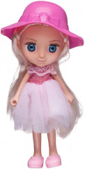Кукла-мини в бело-розовом платье и розовой шляпке - Фото 3