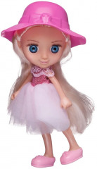 Кукла-мини в бело-розовом платье и розовой шляпке - Фото 4