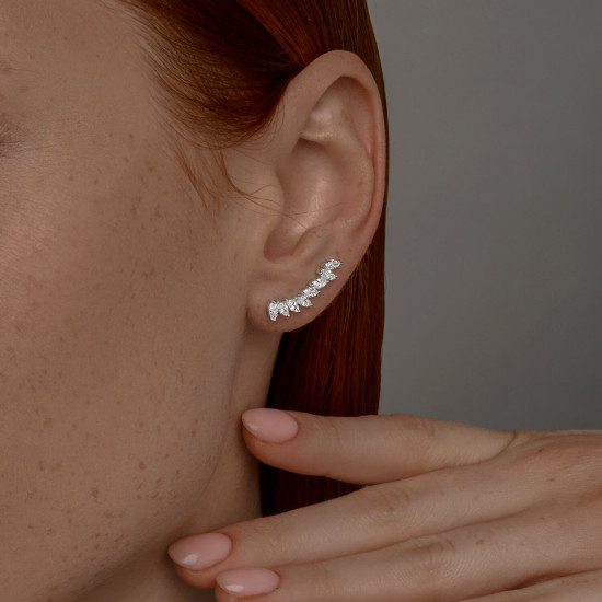 Серьги из серебра с фианитами