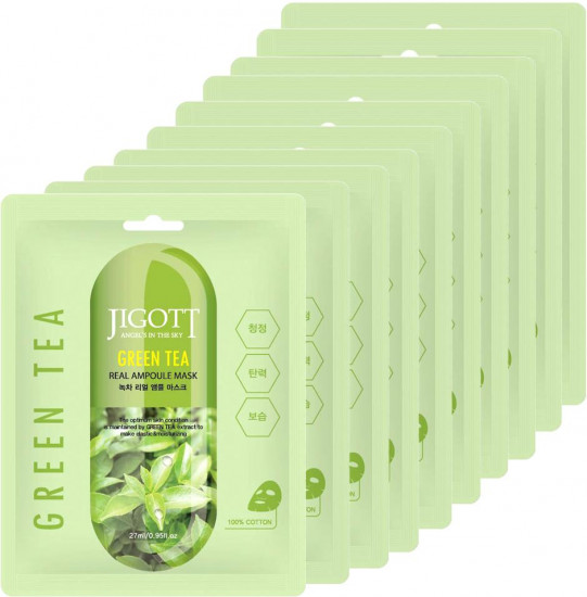 Набор масок для лица тканевых с экстрактом зеленого чая «Green Tea Real Ampoule»