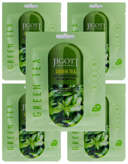 Набор масок для лица тканевых с экстрактом зеленого чая «Green Tea Real Ampoule»