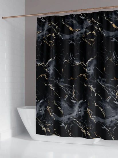 Штора для ванной «Marble black+gold»