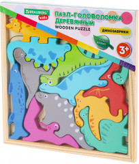 Пазл деревянный развивающий для детей «Динозавры» - Фото 6