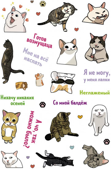 Залипательно мемные стикеры для любителей котиков