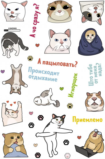 Залипательно мемные стикеры для любителей котиков